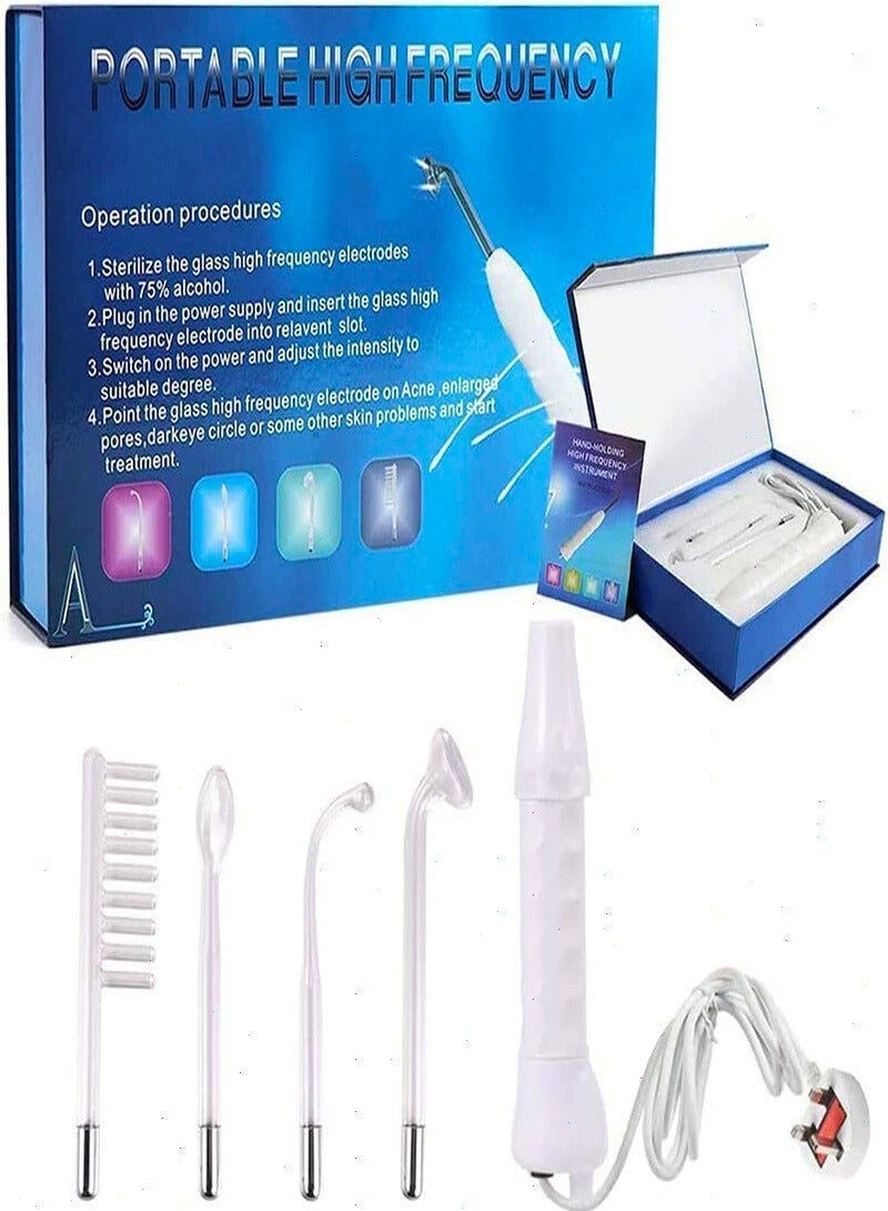 عالية التردد آلة الوجه ، 4 في 1 القطب عصا المحمولة المحمولة عالية التردد جهاز الجمال للوجه الرقبة والشعر - Image 1